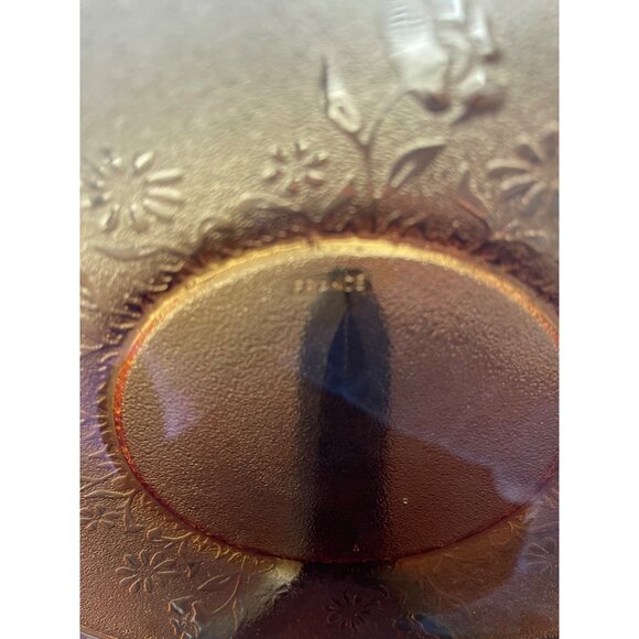 Vereco Textured Amber France 7 1/2 inch Dessert Plate Floral - Picture 5 of 5